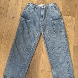 Rag & Bone Light Wash Cargo Jeans – Wide Leg Utility Denim Miramar material